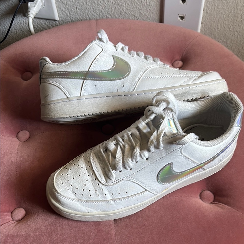 Nike White Court Vision Low with iridescent swoosh